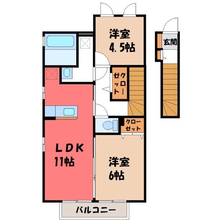 小山駅 徒歩35分 2階の物件間取画像